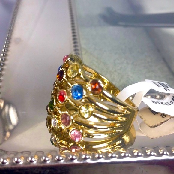 Stunning Multicolor Gemstone Ring size 8 - Picture 4 of 7